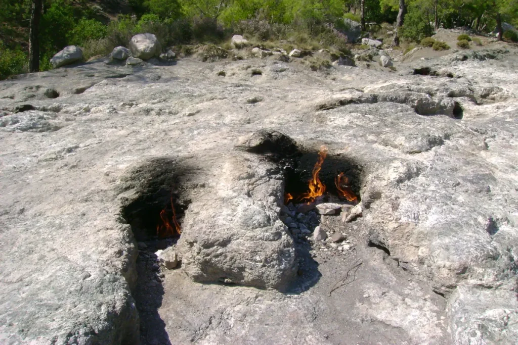 Burning Stones (Chimera) near Çıralı village, Turkey