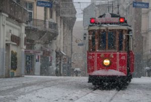 Istiklal Avenue under snow