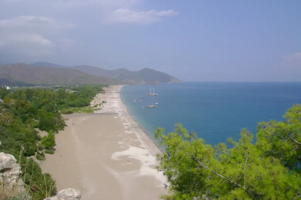 A view of Çıralı Beach from the hill