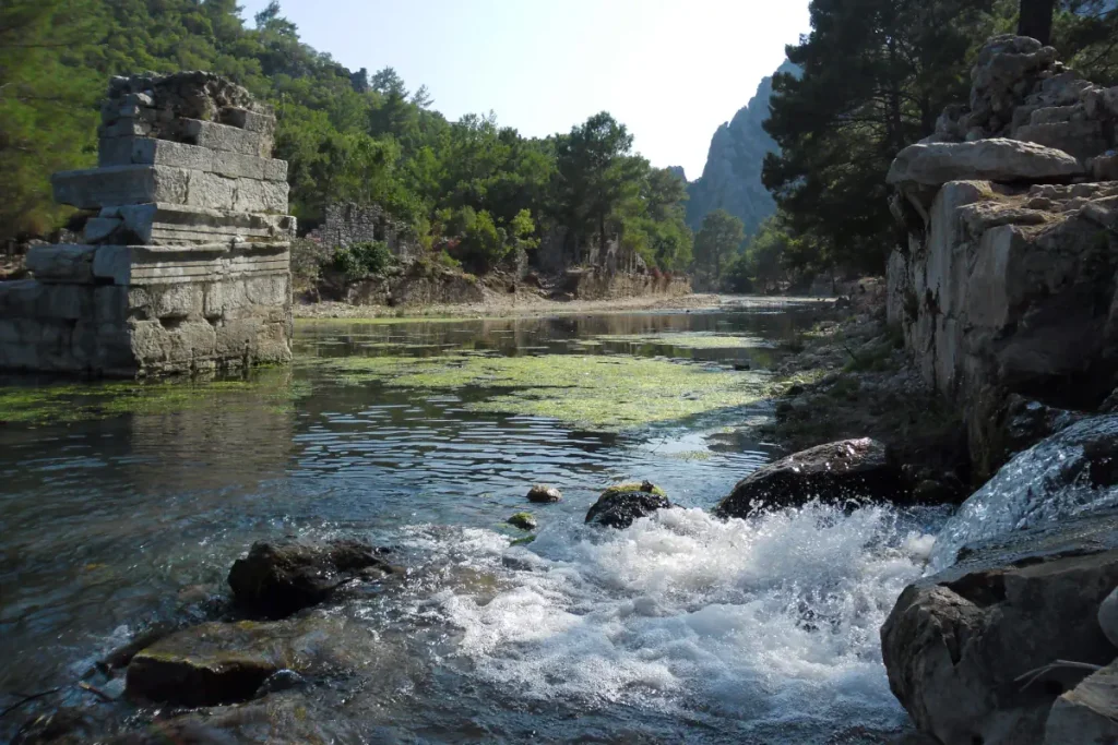 The river flowing through Olympos, Turkey