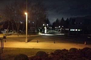 A beautiful street view at night at the Istanbul Technical University (ITU)