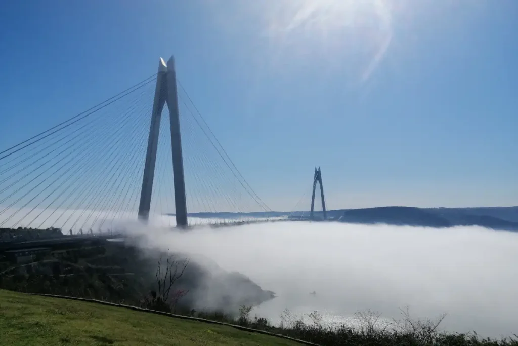 The Bosphorus and the 3rd bridge [Yavuz Sultan Selim] under heavy fog
