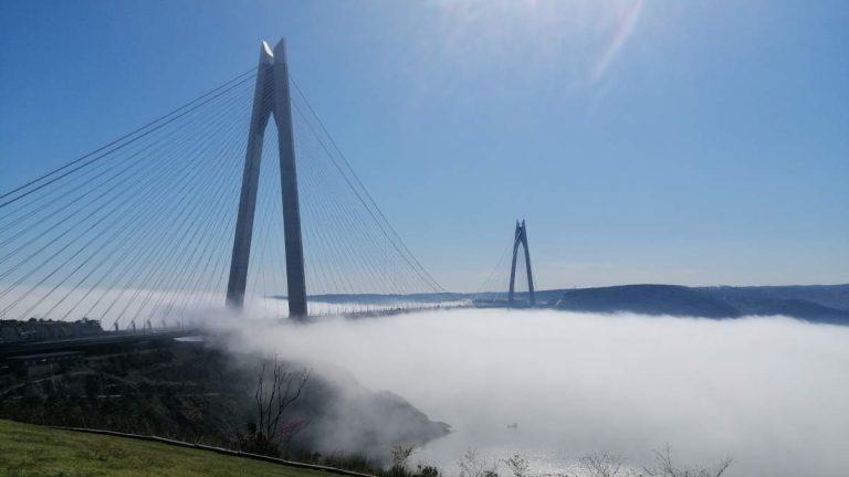 The Bosphorus and the 3rd bridge under heavy fog