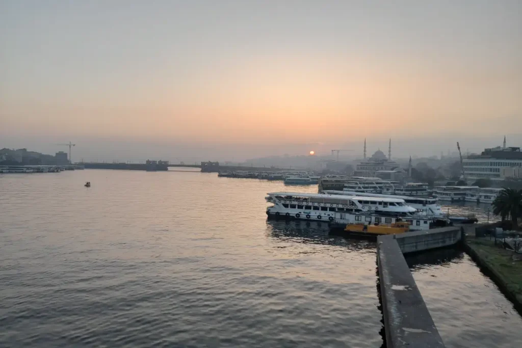Sunrise over Istanbul's Historic Peninsula from Golden Horn