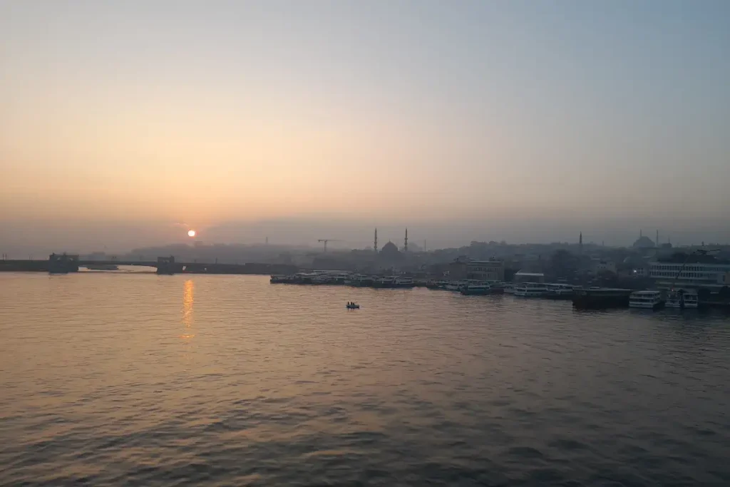 Sunrise over Istanbul's Historic Peninsula from Golden Horn