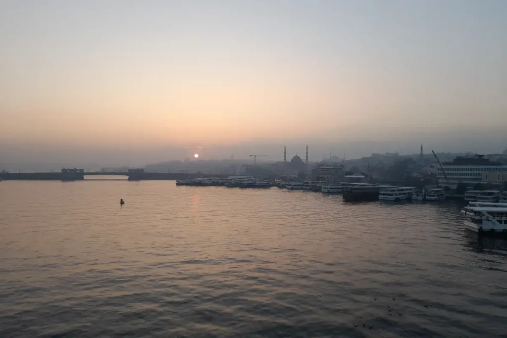 Sunrise over Istanbul's Historic Peninsula from Golden Horn
