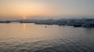 Sunrise over Istanbul's Historic Peninsula from Golden Horn