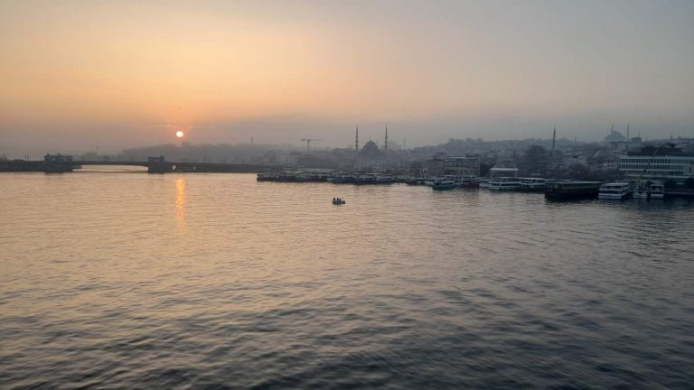 Sunrise over Istanbul's Historic Peninsula from Golden Horn