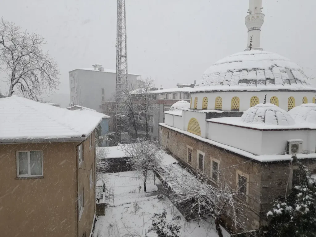Bahçeköy Central Mosque Under Snow