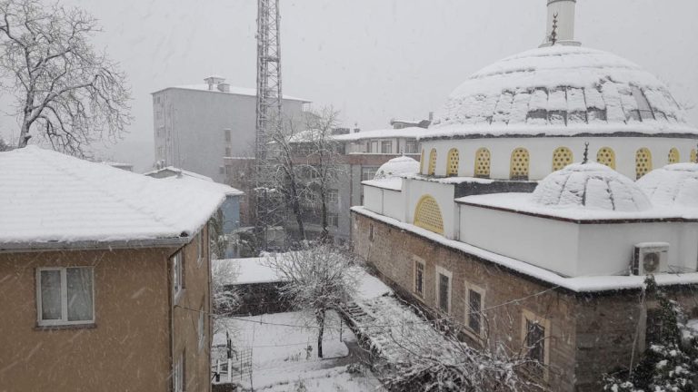 Bahçeköy Central Mosque Under Snow