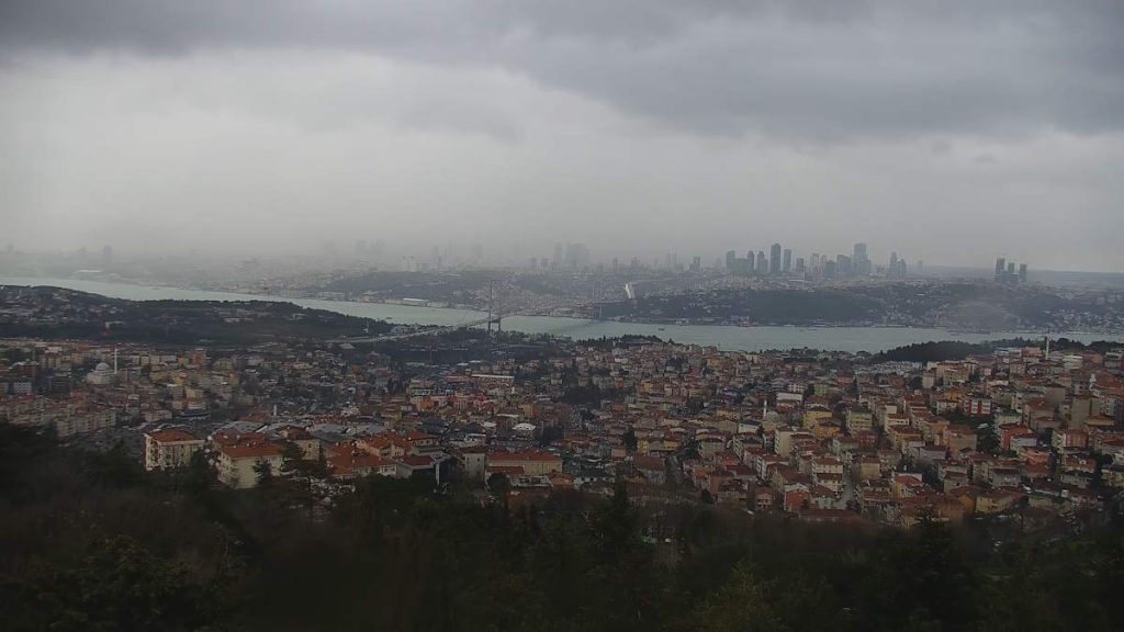 Panoramic View of Istanbul and the Bosphorus from the Istanbul Metropolitan Municipality’s Çamlıca Hill Camera.